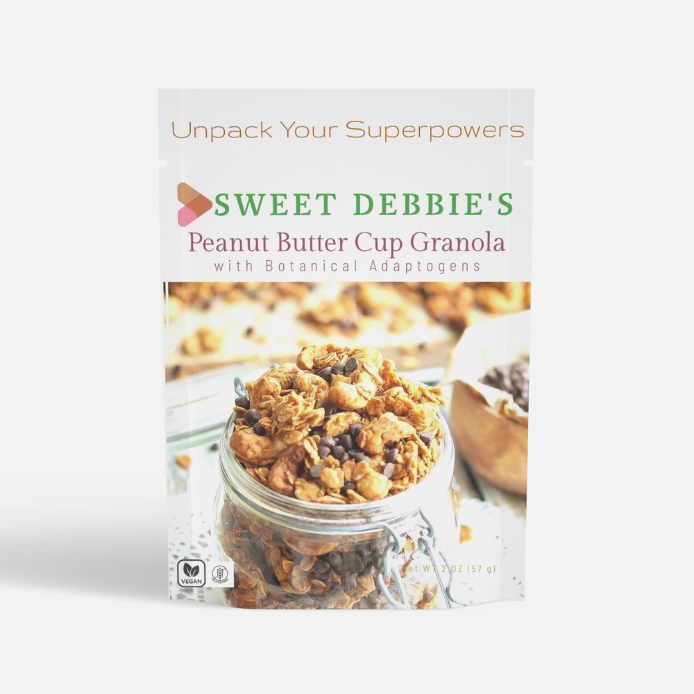 sugar-free, gluten-free peanut butter granola with adaptogens for focus and calm