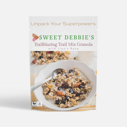sugar-free, oil-free, gluten-free granola with adaptogens and lion's mane for focus and energy