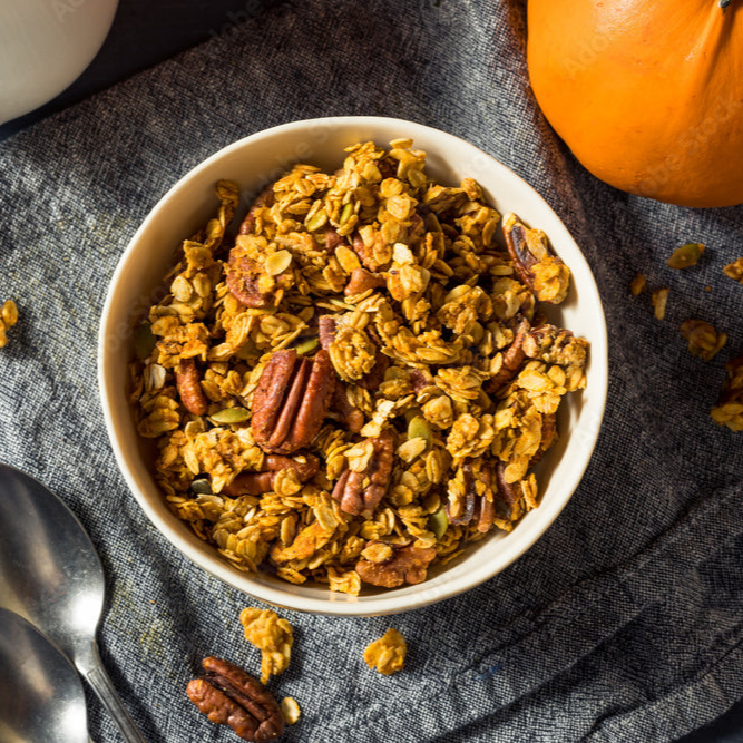 pumpkin chai spice sugar-free, gluten-free, organic granola with vegan collagen